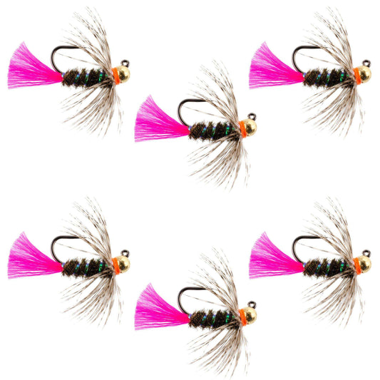 Tungsten Bead Jig Tactical Blow Torch Czech Nymph Euro Nymphing Fly - 6 Flies Size 16 - Skoutley Outdoors LLC