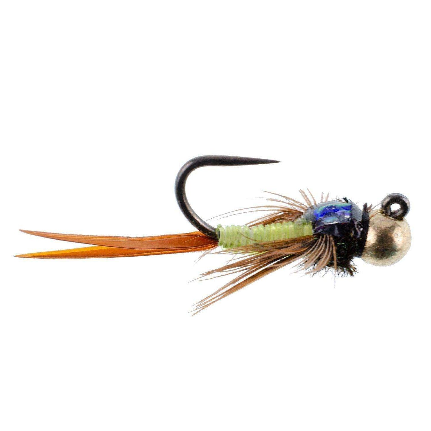 3 Pack Tungsten Bead Tactical Jig Copper John Chartreuse Czech Nymph Euro Nymphing Fly - Size 14 - Skoutley Outdoors LLC