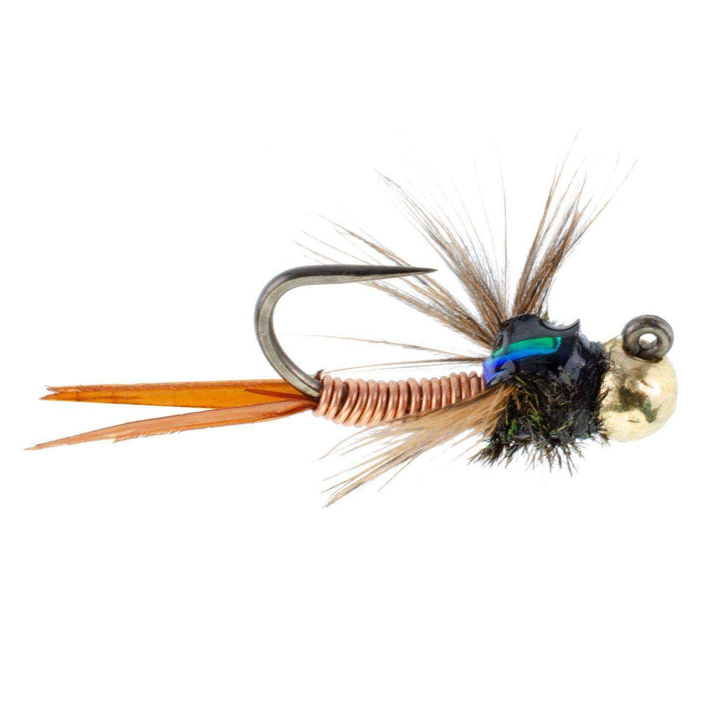 Tungsten Bead Tactical Jig Copper John Czech Nymph Euro Nymphing Fly - 6 Flies Size 12 - Skoutley Outdoors LLC