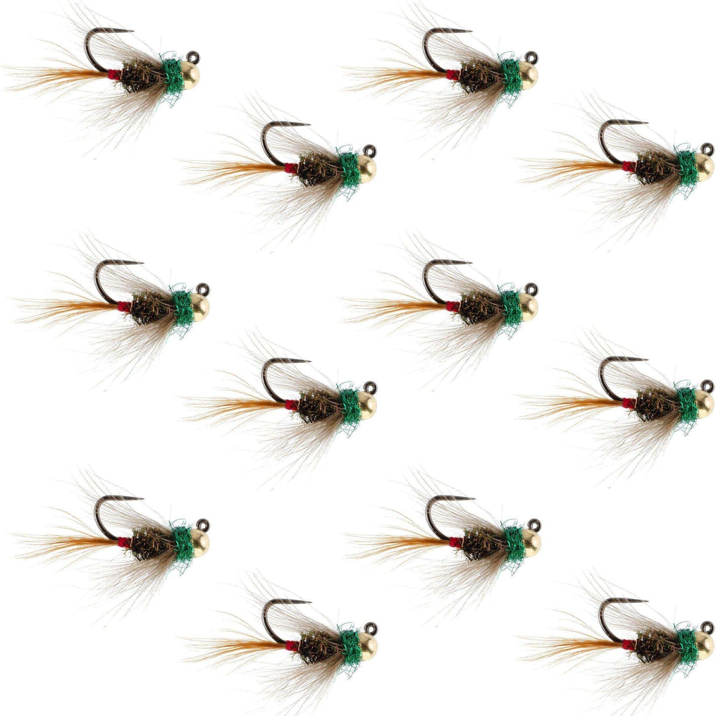 Tungsten Bead Tactical CDC Frenchie Czech Nymph Euro Nymphing Fly - 1 Dozen Flies Size 12 - Skoutley Outdoors LLC