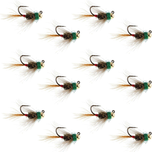 Tungsten Bead Tactical CDC Frenchie Czech Nymph Euro Nymphing Fly - 1 Dozen Flies Size 14 - Skoutley Outdoors LLC