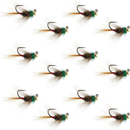 Tungsten Bead Tactical CDC Frenchie Czech Nymph Euro Nymphing Fly - 1 Dozen Flies Size 16 - Skoutley Outdoors LLC