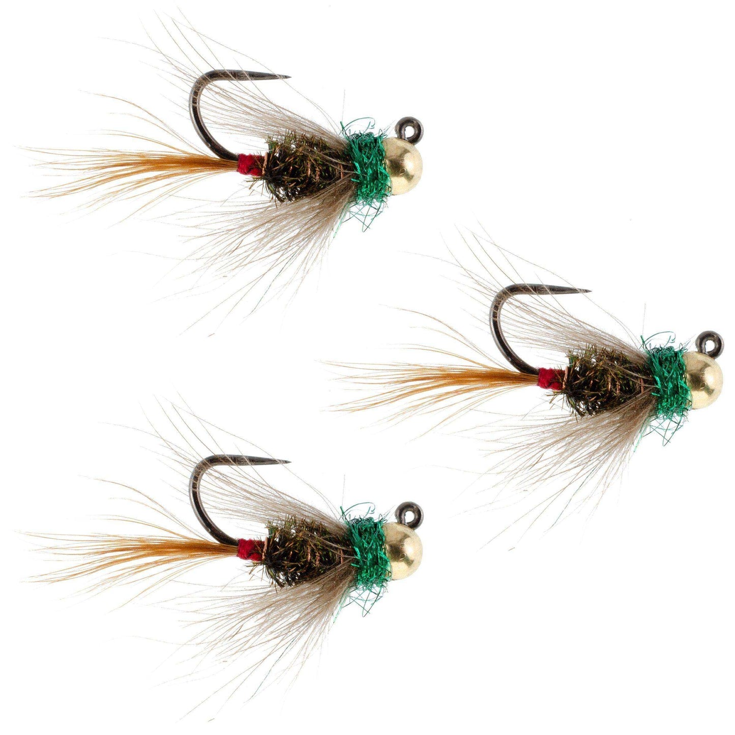 3 Pack Tungsten Bead Tactical CDC Frenchie Czech Nymph Euro Nymphing Fly - Hook Size 12 - Skoutley Outdoors LLC