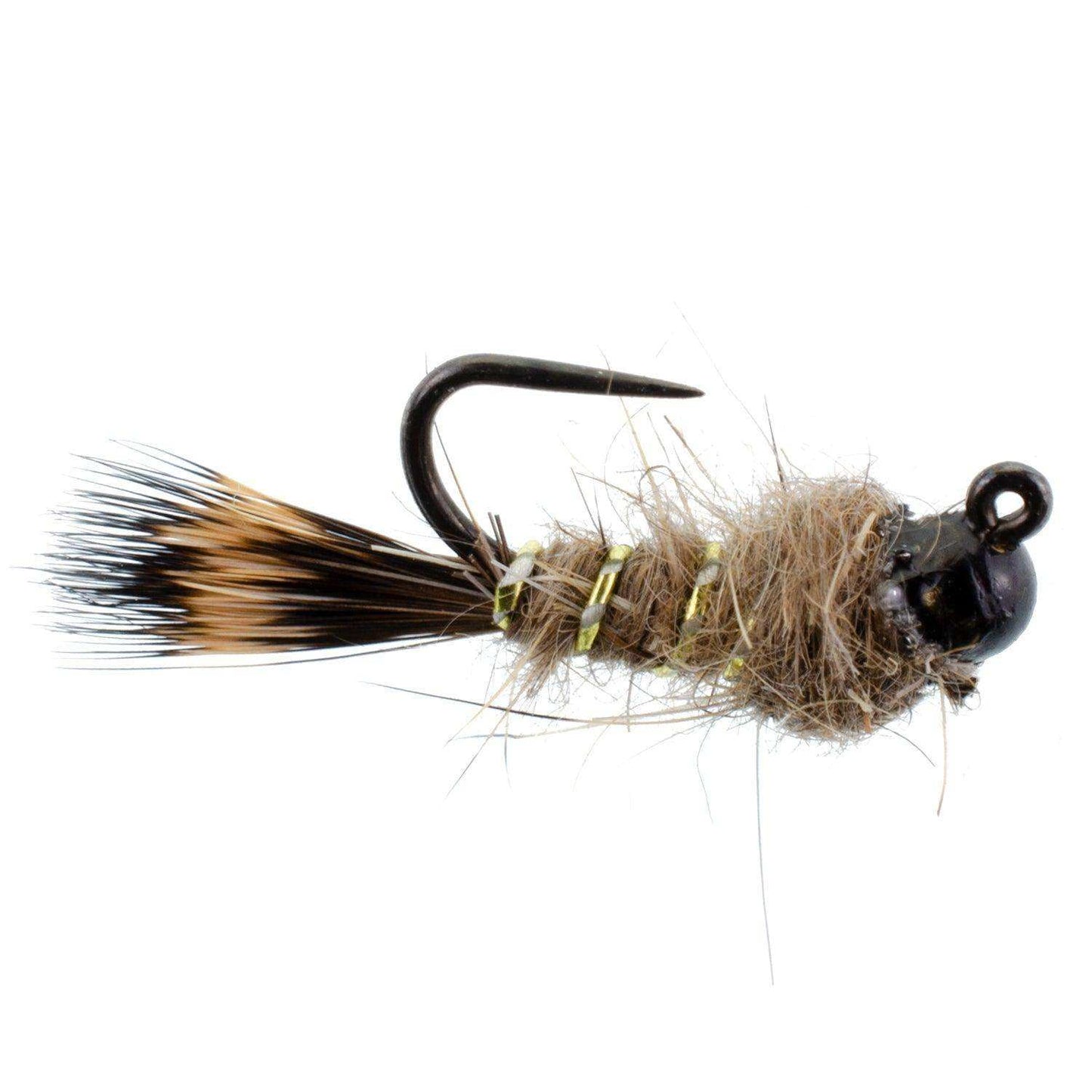 Black Tungsten Bead Tactical Hares Ear Czech Nymph Euro Nymphing Fly - 6 Flies Size 14 - Skoutley Outdoors LLC