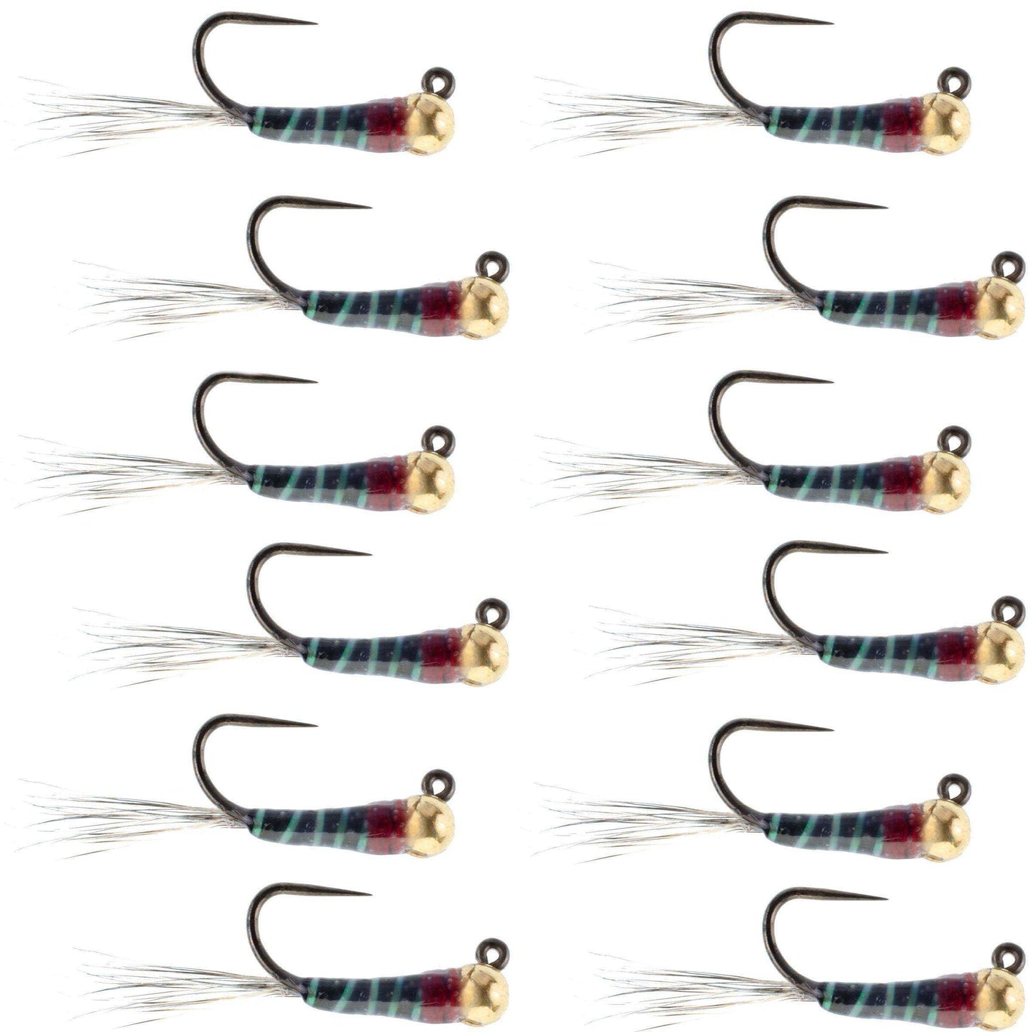 Tungsten Bead Black Perdigon Tactical Jig Czech Euro Nymph Spanish Nymphing Fly - 1 Dozen Flies Size 14 - Skoutley Outdoors LLC