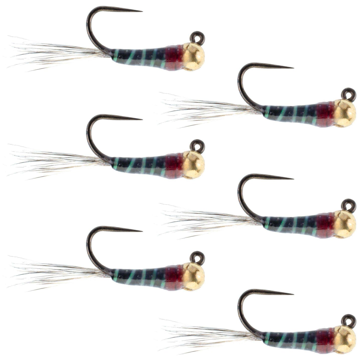 Tungsten Bead Black Perdigon Tactical Jig Czech Euro Nymph Spanish Nymphing Fly - 6 Flies Size 14 - Skoutley Outdoors LLC