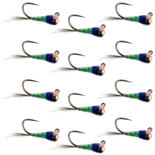 Tungsten Bead Gasolina Perdigon Tactical Jig Czech Euro Nymph Spanish Nymphing Fly - 1 Dozen Flies Size 18 - Skoutley Outdoors LLC