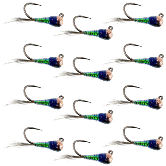 Tungsten Bead Gasolina Perdigon Tactical Jig Czech Euro Nymph Spanish Nymphing Fly - 1 Dozen Flies Size 16 - Skoutley Outdoors LLC