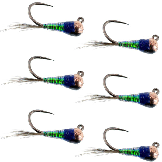 Tungsten Bead Gasolina Perdigon Tactical Jig Czech Euro Nymph Spanish Nymphing Fly - 6 Flies Size 18 - Skoutley Outdoors LLC