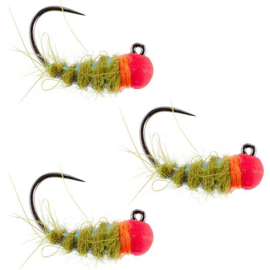 3 Pack Tungsten Hot Bead Walt's Worm Jig Tactical Czech Nymph Euro Nymphing Fly - Hook Size 12 - Skoutley Outdoors LLC