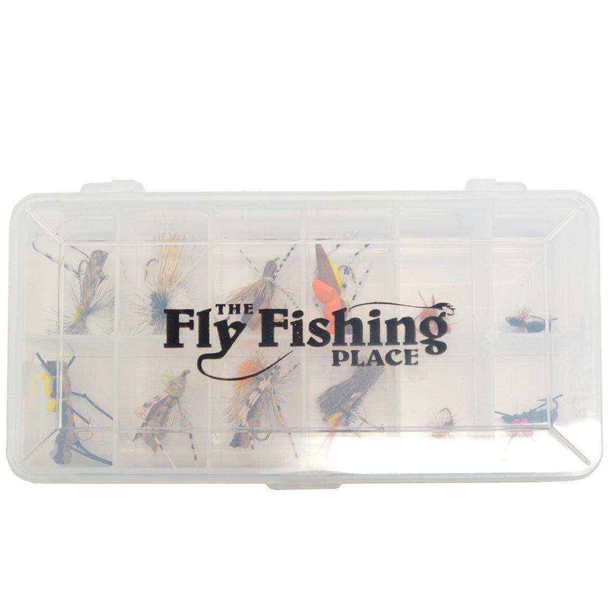 Trout Fly Assortment - Essential Terrestrials Fly Fishing Flies Collection - Includes Foam Hoppers, Ants, Beetles, and Cicadas - 1 Dozen Trout Flies with Fly Box - Skoutley Outdoors LLC