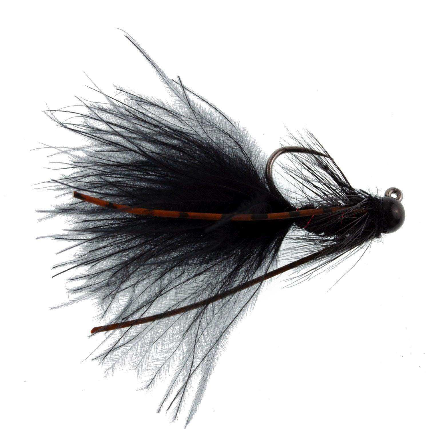 Tungsten Bead Tactical Black Mini Bugger Czech Nymph Euro Nymphing Fly - 6 Flies Size 12 - Skoutley Outdoors LLC