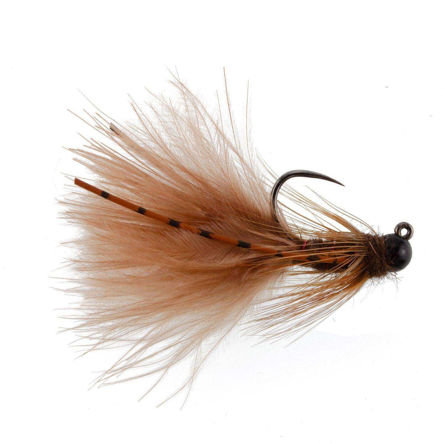 3 Pack Tungsten Bead Tactical Brown Mini Bugger Czech Nymph Euro Nymphing Fly - 3 Flies Size 8 - Skoutley Outdoors LLC