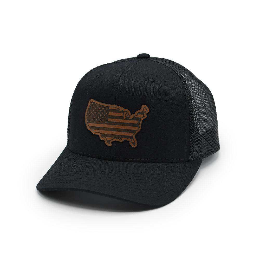 USA Country Flag Leather Patch Hat - Skoutley Outdoors LLC