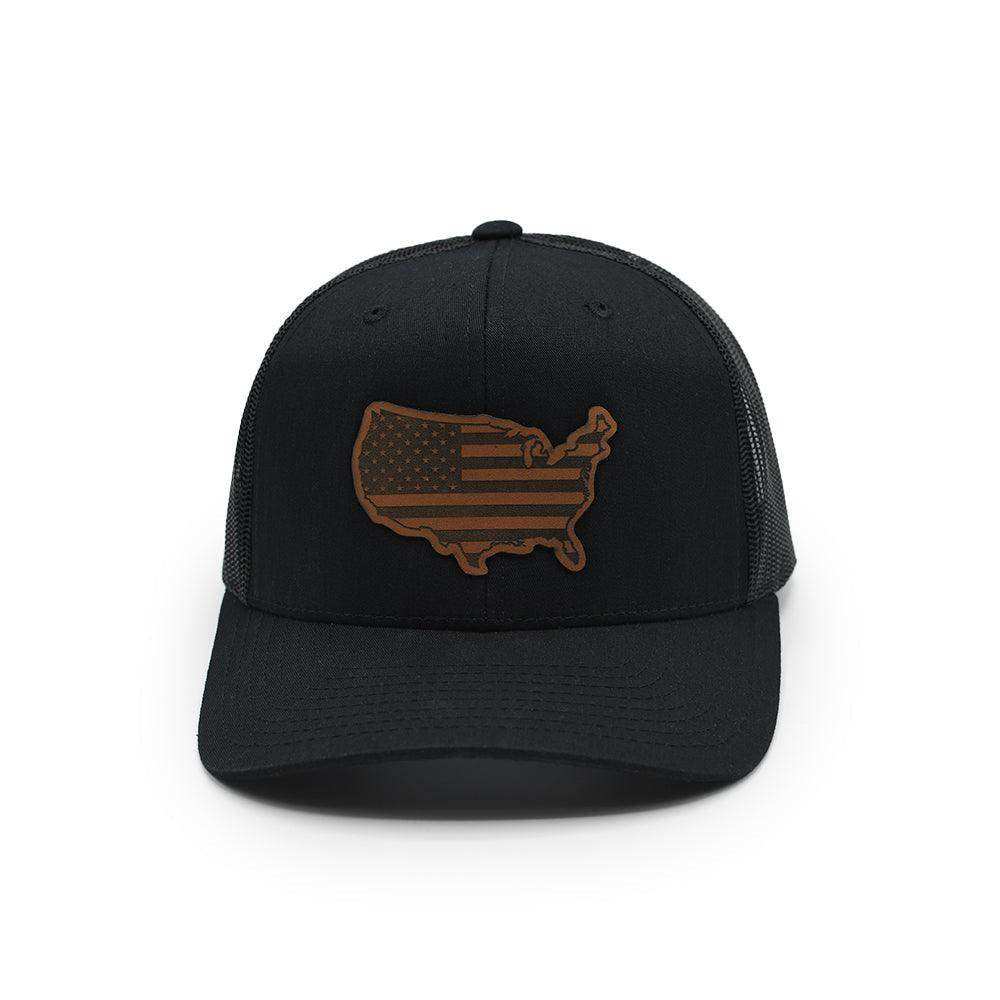 USA Country Flag Leather Patch Hat - Skoutley Outdoors LLC