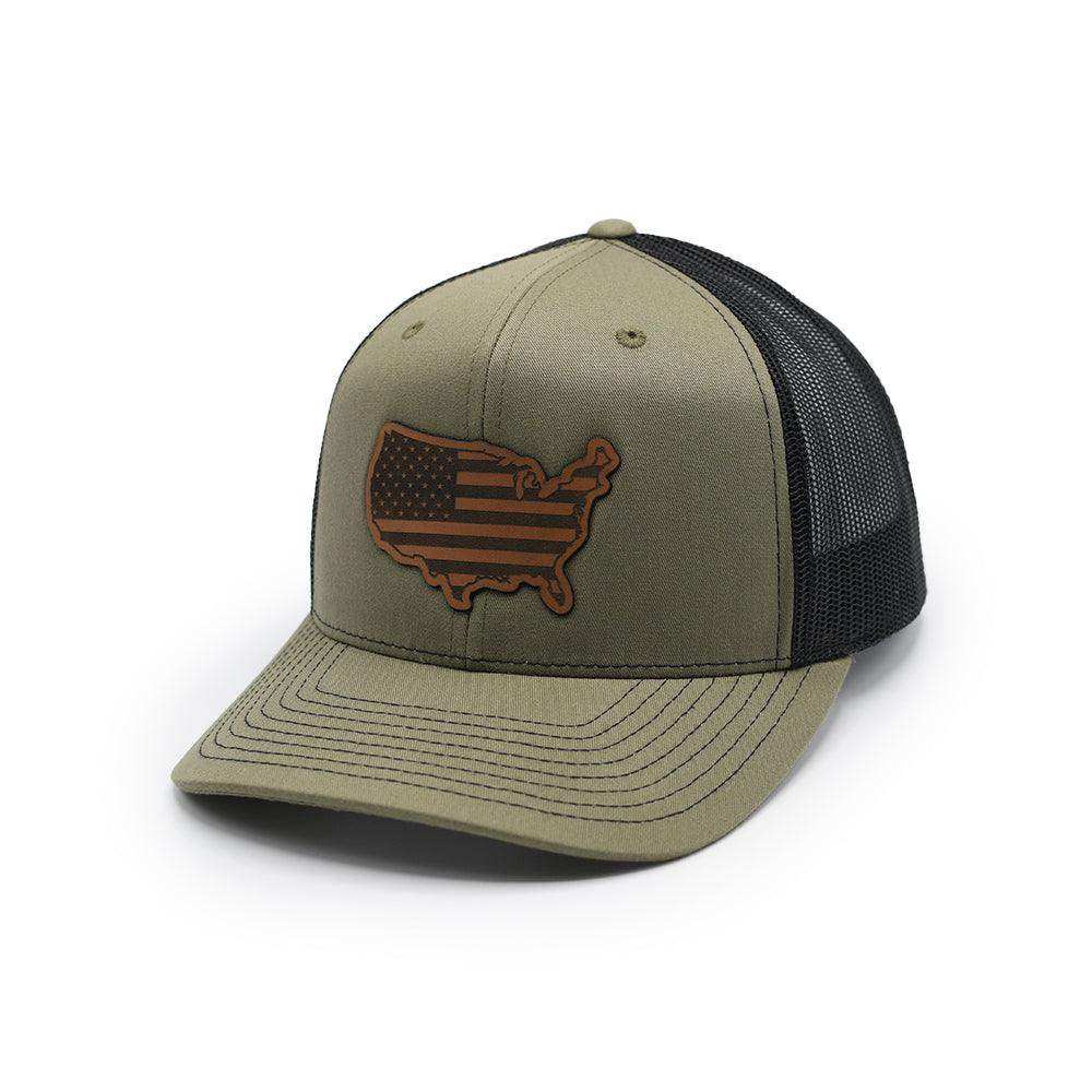 USA Country Flag Leather Patch Hat - Skoutley Outdoors LLC