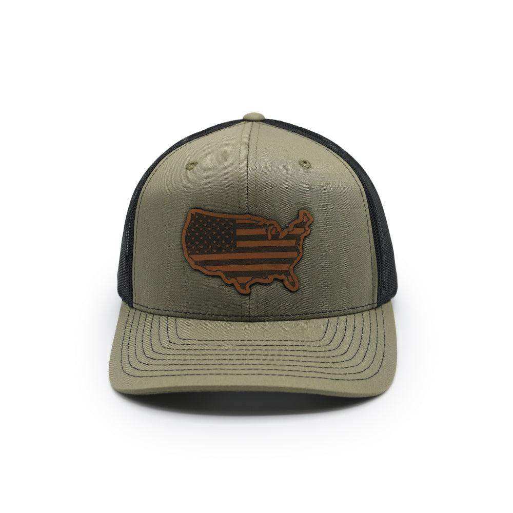 USA Country Flag Leather Patch Hat - Skoutley Outdoors LLC