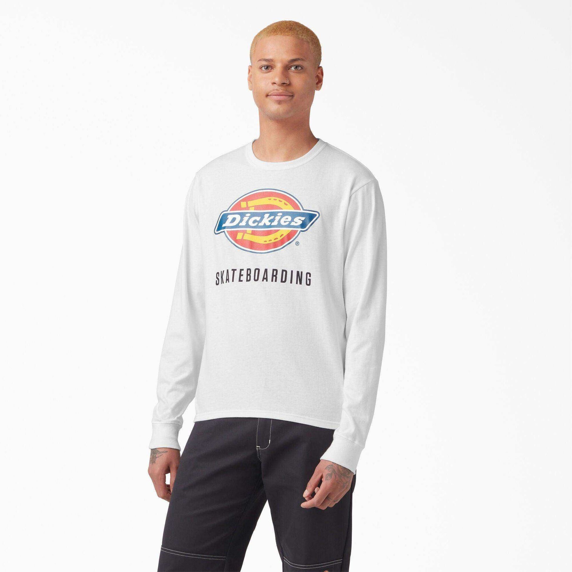 Dickies Skateboarding Logo Graphic Long Sleeve T-Shirt - White - Skoutley Outdoors LLC