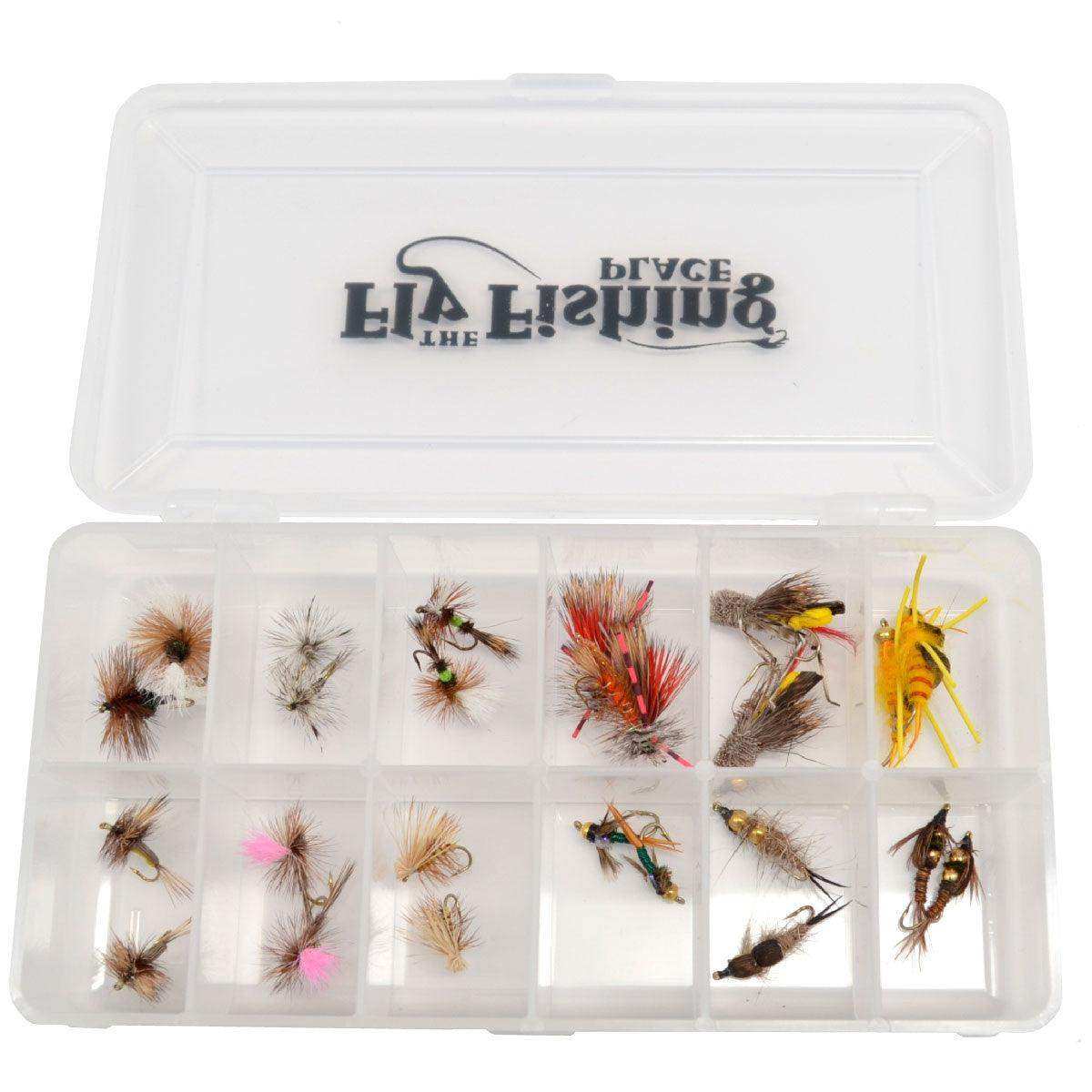 Trout Fly Assortment - Essential Western Dry and Nymph Fly Fishing Flies Collection - 2 Dozen Trout Flies with Fly Box - Skoutley Outdoors LLC