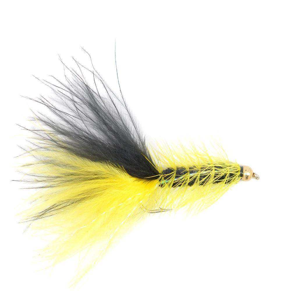 Yellow Black Bead Head Crystal Woolly Bugger Classic Streamer Flies - Set of 6 Trout Fly Fishing Flies - Hook Size 4 - Skoutley Outdoors LLC