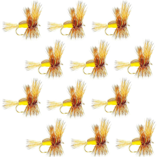 Yellow Humpy Classic Hair Wing Dry Fly - 1 Dozen Flies Hook Size 16 - Skoutley Outdoors LLC