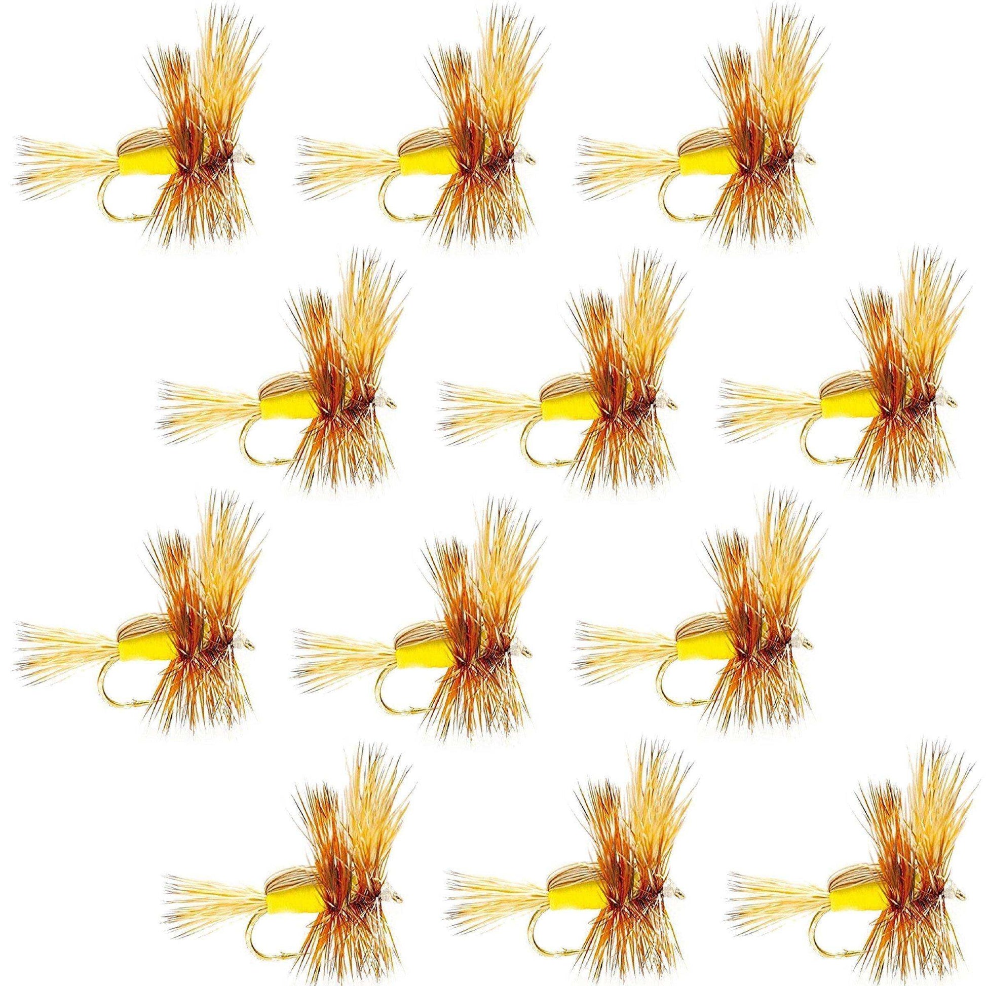 Yellow Humpy Classic Hair Wing Dry Fly - 1 Dozen Flies Hook Size 10 - Skoutley Outdoors LLC