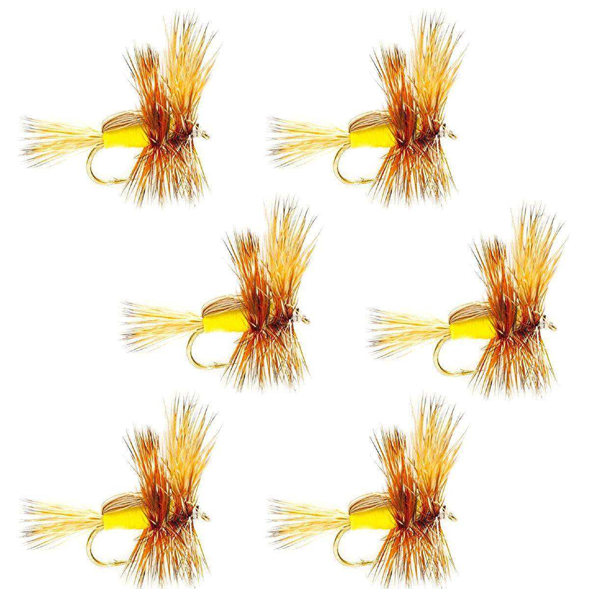 Yellow Humpy Classic Hair Wing Dry Fly - 6 Flies Hook Size 16 - Skoutley Outdoors LLC