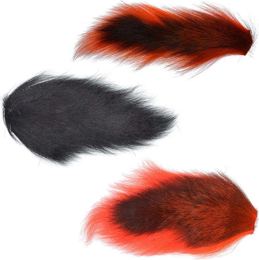 Pro Grade Medium Bucktails Master Pack - 3 Colors - Black Red Orange Tube Fly Streamer Deer Tail Hair - Skoutley Outdoors LLC