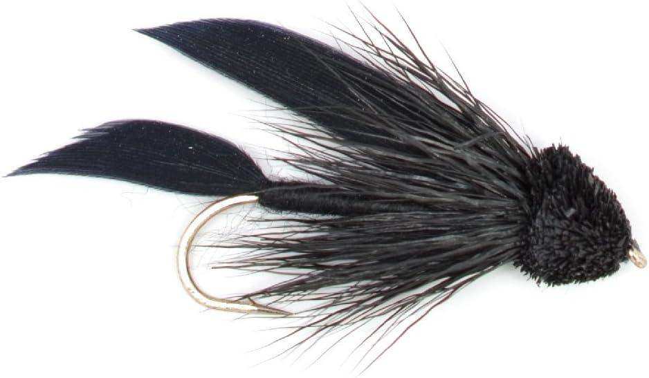 Black Muddler Minnow Fly Fishing Flies - Classic Streamers - Set of 4 Flies Hook Size 6 - Skoutley Outdoors LLC