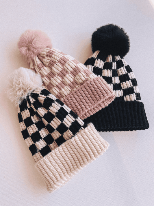 Checkered Pom Beanie - Skoutley Outdoors LLC