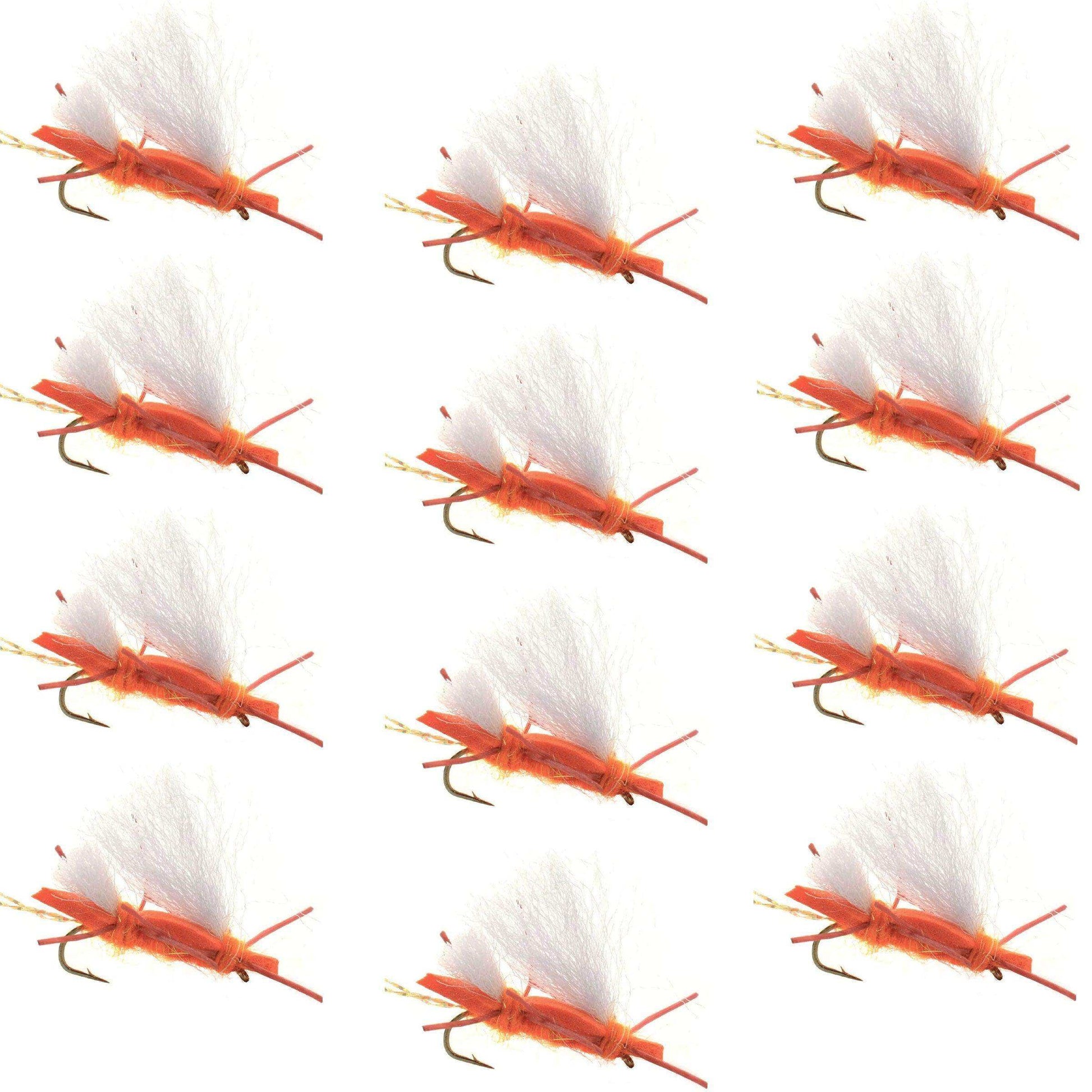 Chubby Chernobyl Ant Orange Foam Body Grasshopper Fly - 1 Dozen Flies Hook Size 10 - Skoutley Outdoors LLC