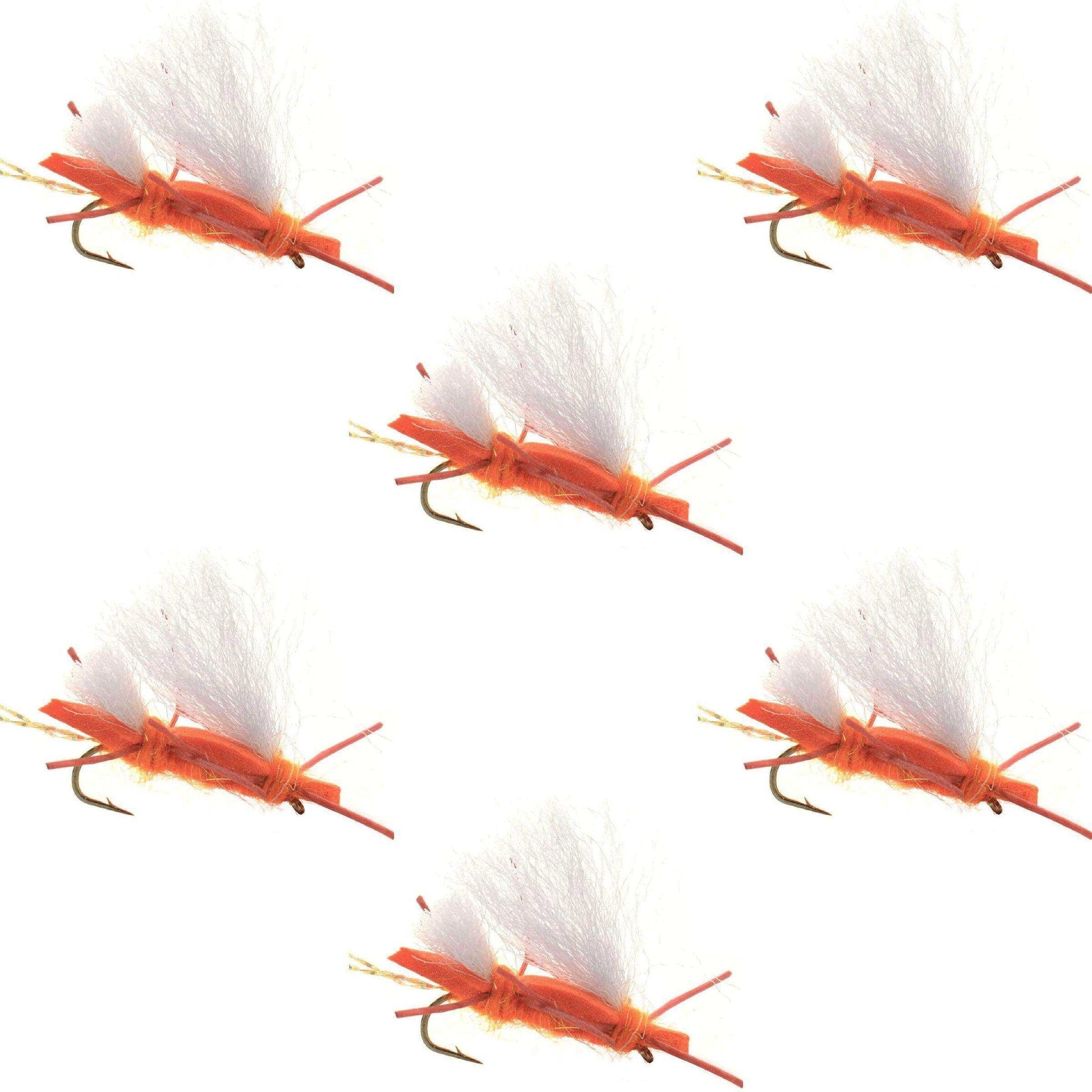 Chubby Chernobyl Ant Orange Foam Body Grasshopper Fly - 6 Flies Hook Size 10 - Skoutley Outdoors LLC