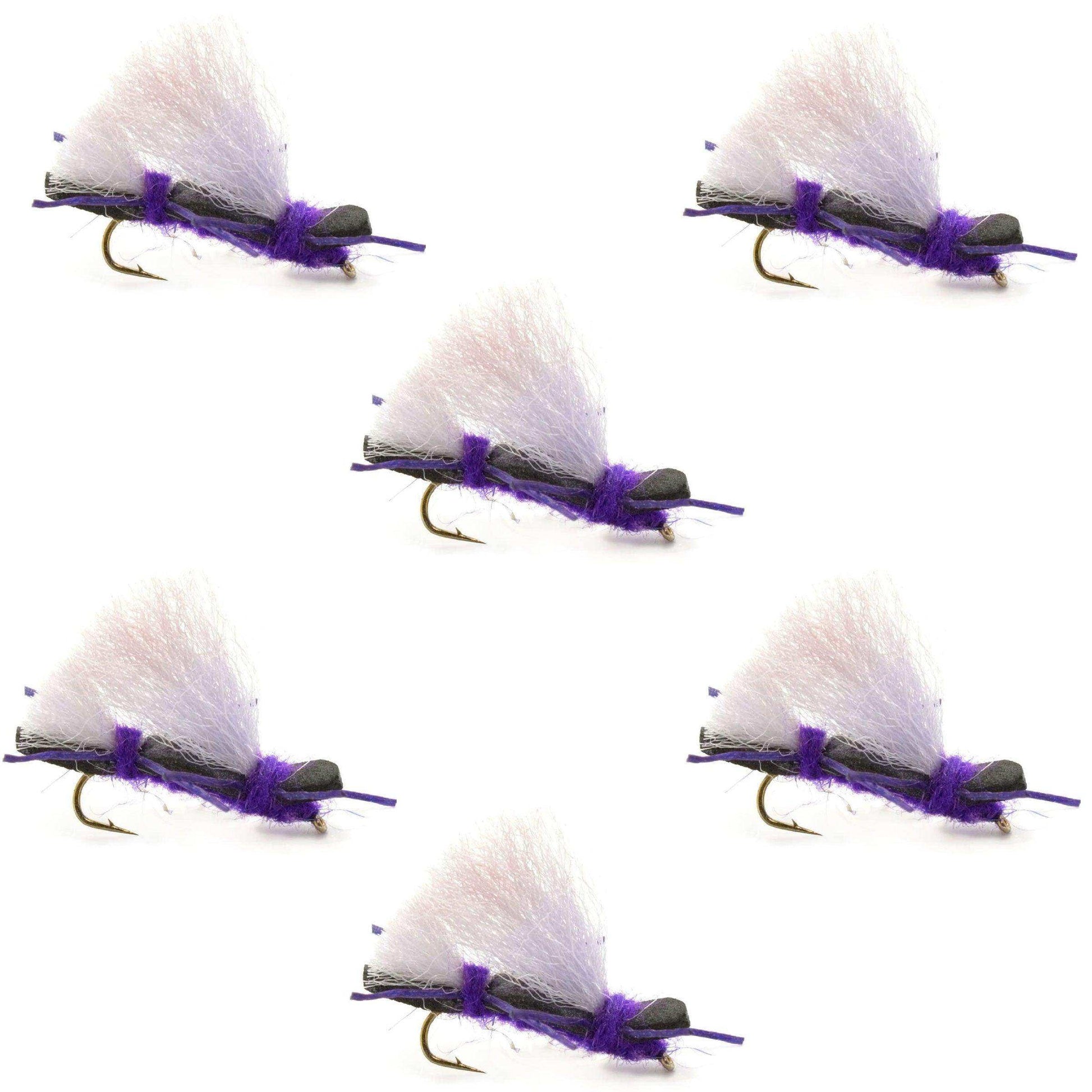 Chubby Chernobyl Ant Purple Foam Body Grasshopper Fly - 6 Flies Hook Size 10 - Skoutley Outdoors LLC