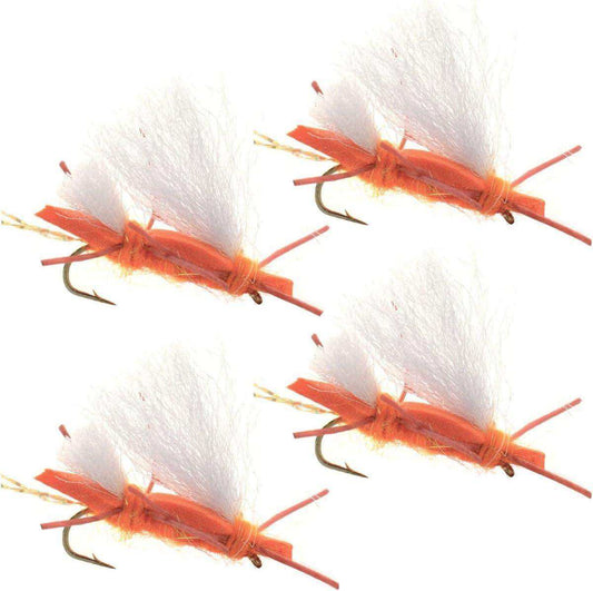 4 Pack Chubby Chernobyl Ant Orange Foam Body Grasshopper Fly - Hook Size 10 - Skoutley Outdoors LLC