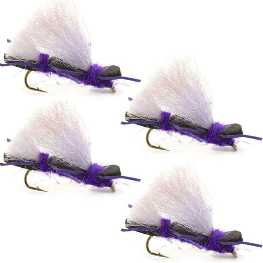 4 Pack Chubby Chernobyl Ant Purple Foam Body Grasshopper Fly - Hook Size 10 - Skoutley Outdoors LLC