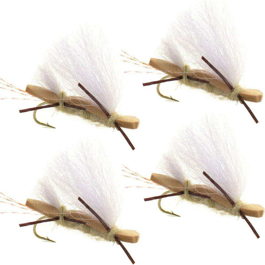 4 Pack Chubby Chernobyl Ant Tan Foam Body Grasshopper Fly - Hook Size 10 - Skoutley Outdoors LLC