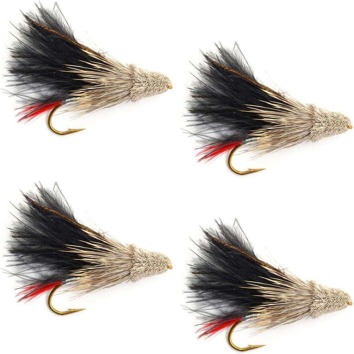 Black Marabou Muddler Minnow Streamer Flies - 4 Fly Fishing Flies - Hook Size 4 - Skoutley Outdoors LLC