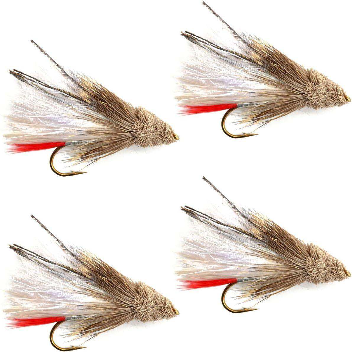 White Marabou Muddler Minnow Streamer Flies - 4 Fly Fishing Flies - Hook Size 8 - Skoutley Outdoors LLC