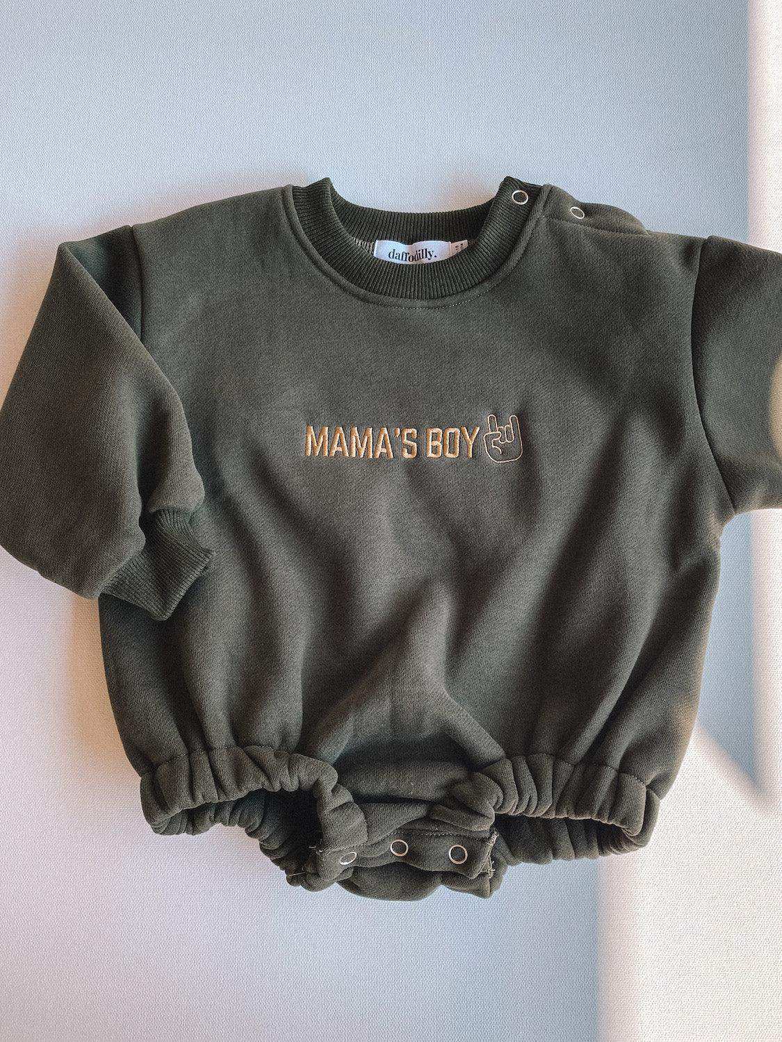 Mama's Boy Embroidered Bubble Romper - Skoutley Outdoors LLC