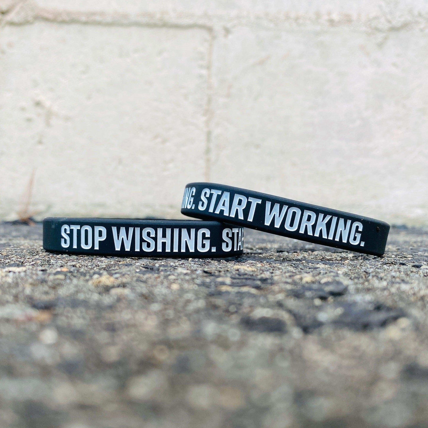 STOP WISHING. START WORKING. Wristband - Skoutley Outdoors LLC