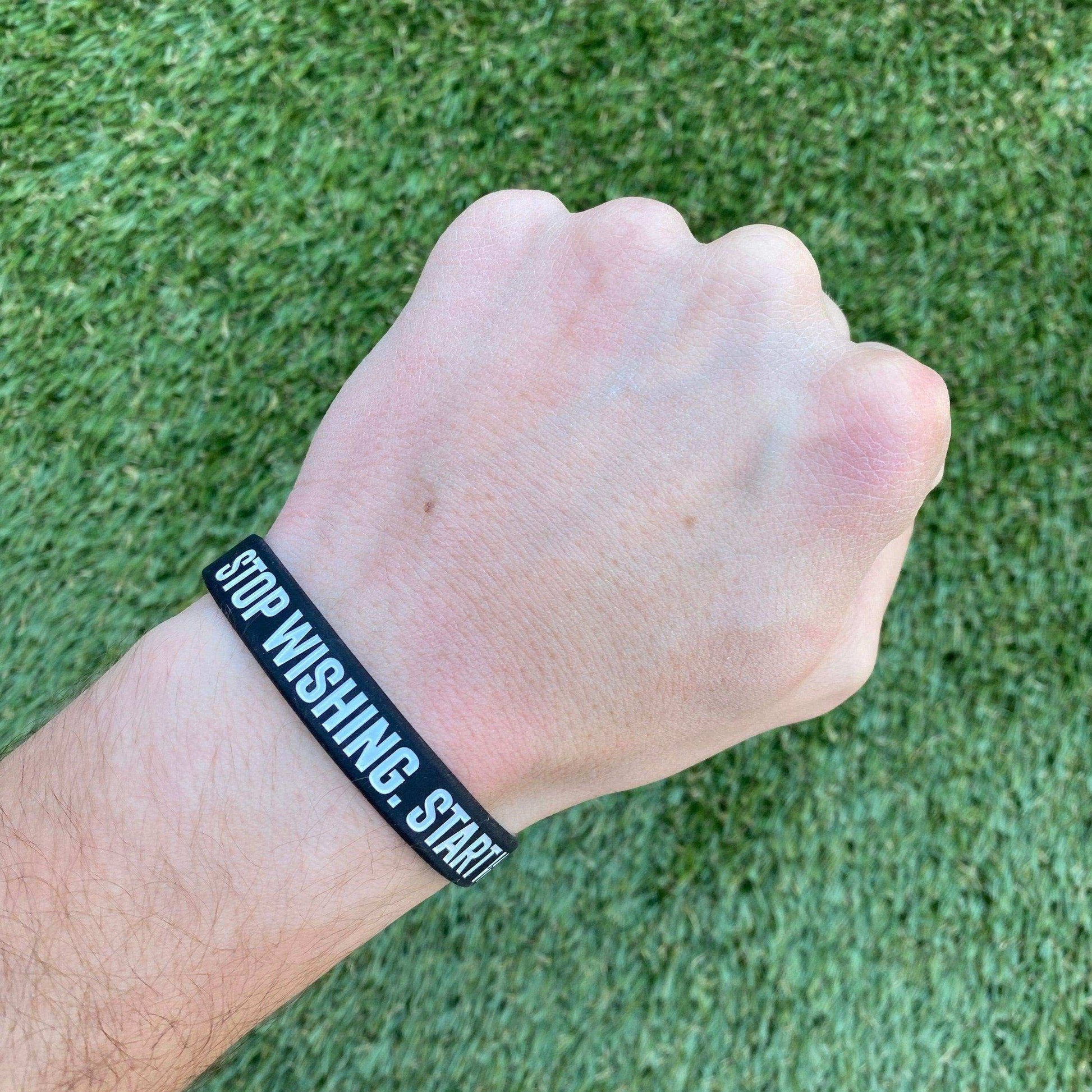 STOP WISHING. START WORKING. Wristband - Skoutley Outdoors LLC