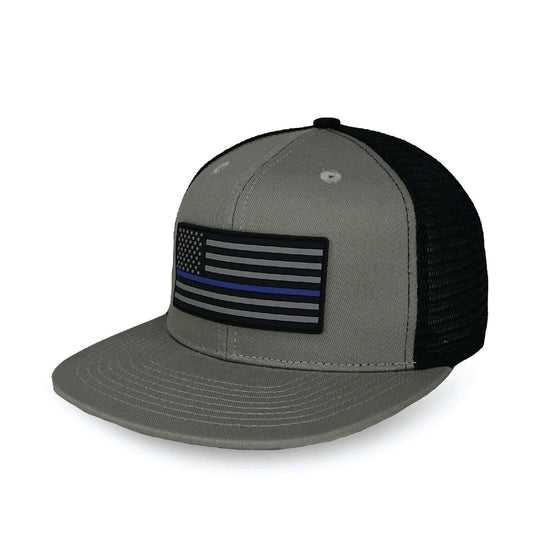 Tactical Thin Blue Line USA Flag Trucker Hat - Skoutley Outdoors LLC