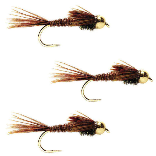 3 Pack Barbless Bead Head Pheasant Tail Nymph Fly Hook Size 18 - Skoutley Outdoors LLC