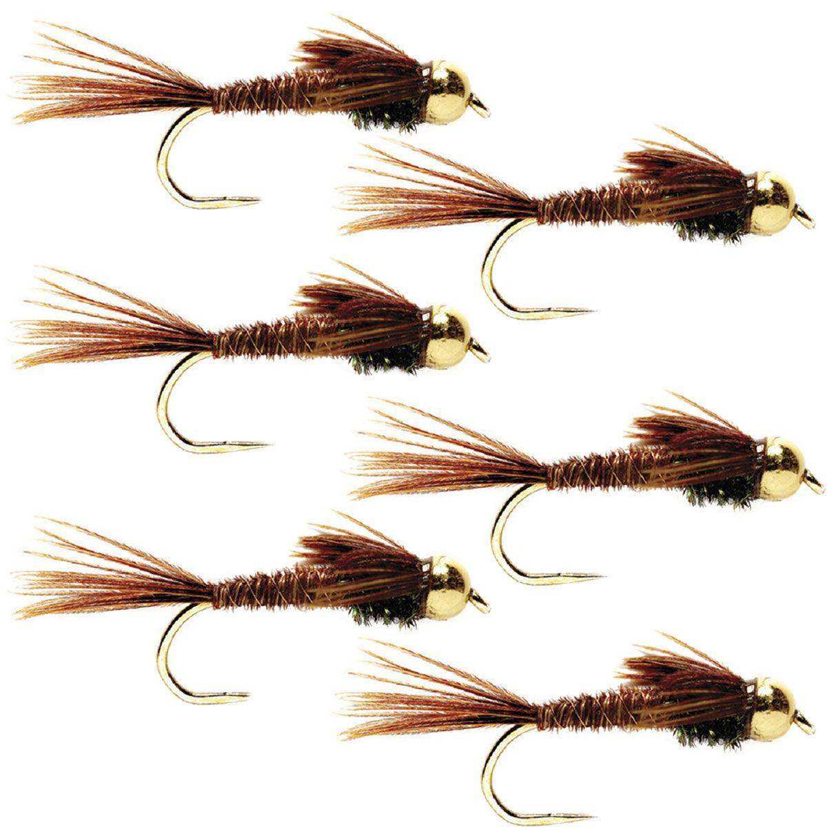 Barbless Bead Head Pheasant Tail Nymph Fly 6 Flies Hook Size 12 - Skoutley Outdoors LLC