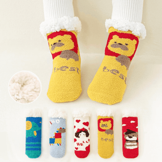 Baby Cartoon Pattern Thickened Lambswool Coral Fleece Socks - Skoutley Outdoors LLC