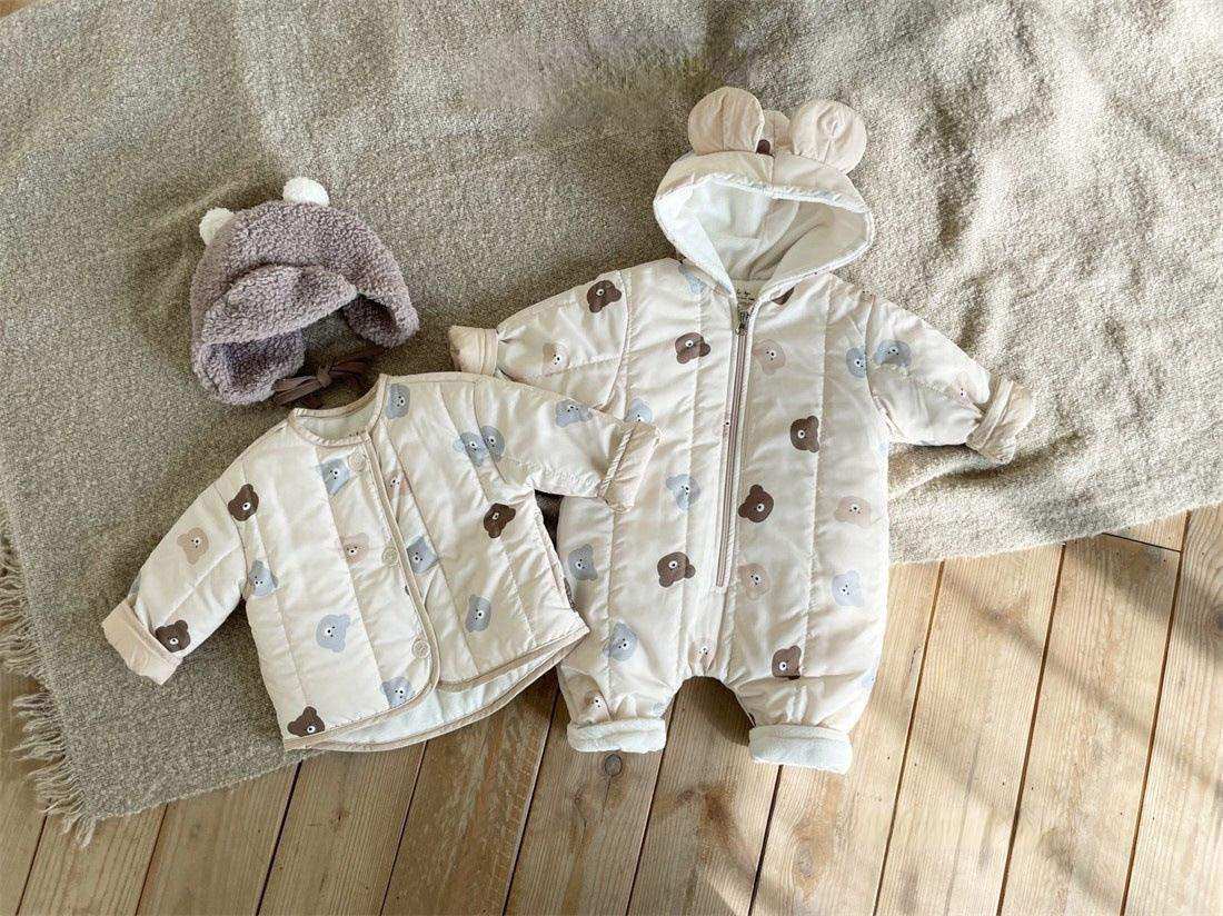 Baby Bear Print Pattern Quilted Warm Coat & Jumpsuit - Skoutley Outdoors LLC