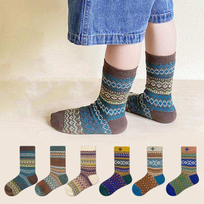 Kids Unisex Vintage Pattern Comfortable Crew Socks Set - Skoutley Outdoors LLC