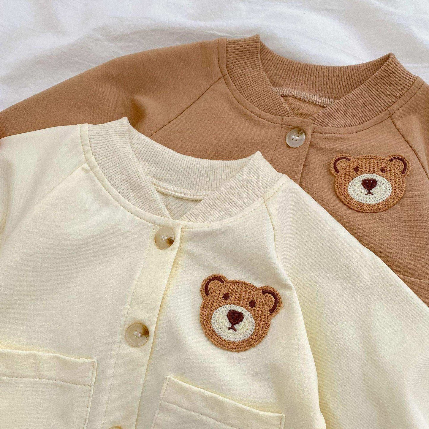 Baby Cartoon Bear Patched Pattern Cute Style Romper And Coat - Skoutley Outdoors LLC