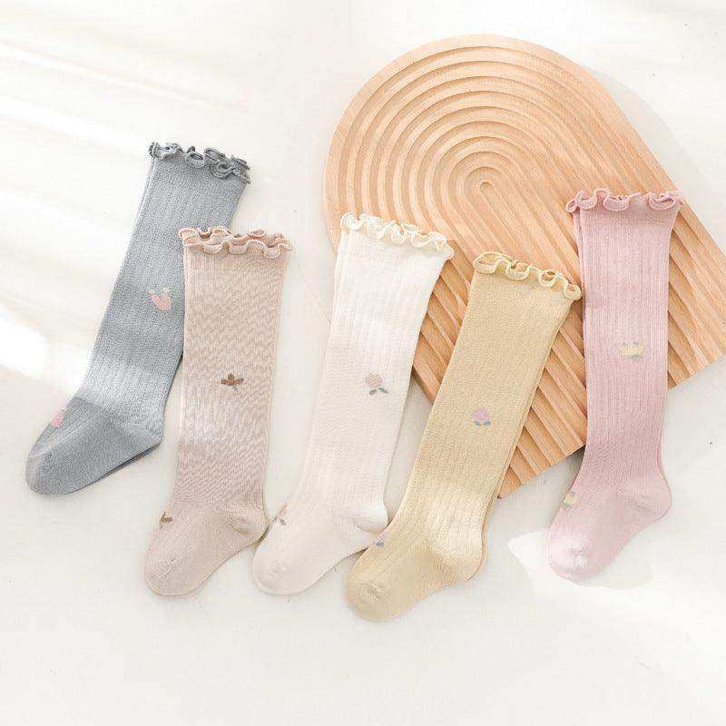 Baby Solid Color Wooden Ear Design Over Knee Socks In Autumn - Skoutley Outdoors LLC