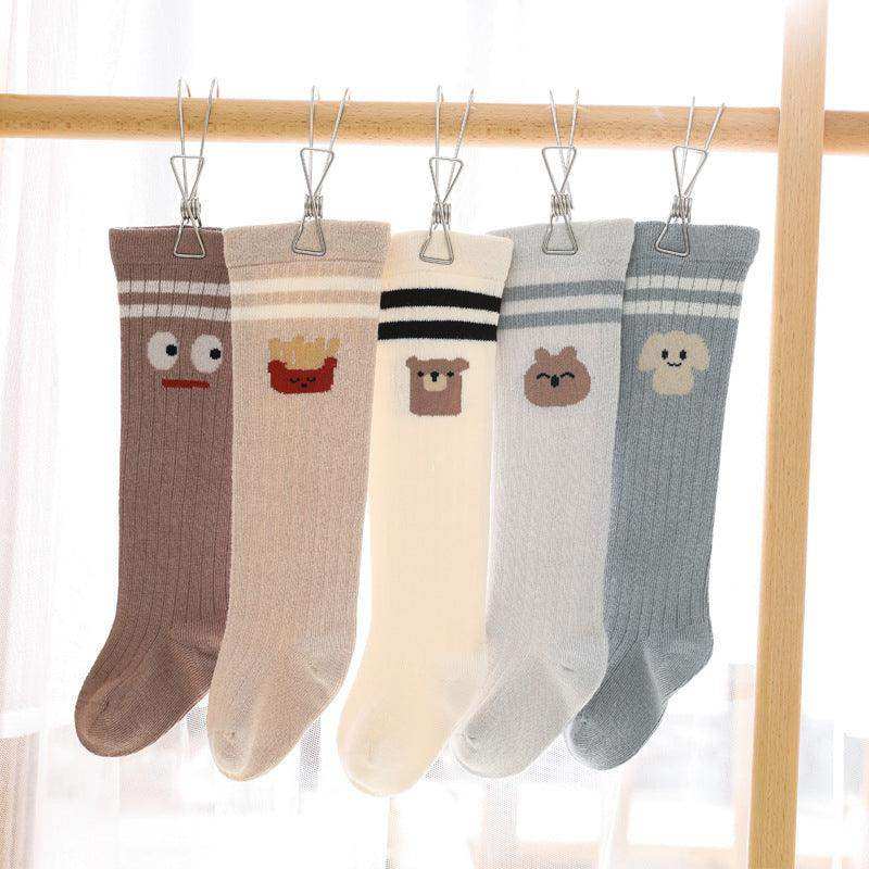 Baby Cartoon Graphic Mid Tube College Style Striped Socks - Skoutley Outdoors LLC